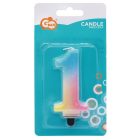 Színes 1-es Pastel Ombre számgyertya, tortagyertya