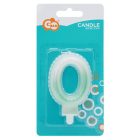 Fehér-Zöld 0-ás Ombre számgyertya, tortagyertya