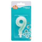 Fehér-Zöld 9-es Ombre számgyertya, tortagyertya