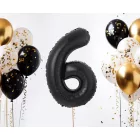Fekete 6-os B&C Matt Black szám fólia lufi 85 cm