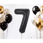 Fekete 7-es B&C Matt Black szám fólia lufi 85 cm