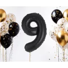 Fekete 9-es B&C Matt Black szám fólia lufi 85 cm