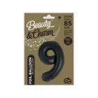 Fekete 9-es B&C Matt Black szám fólia lufi 85 cm