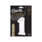 Fehér B&C White 1-es szám fólia lufi 92 cm