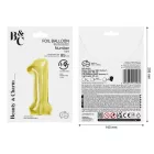 Arany 1-es Light Gold szám fólia lufi 85 cm