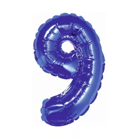 Kék Blue 9-es mini szám fólia lufi 35 cm