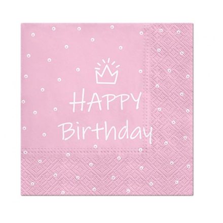 Happy Birthday Rózsaszín Light Pink szalvéta 20 db-os 33x33 cm