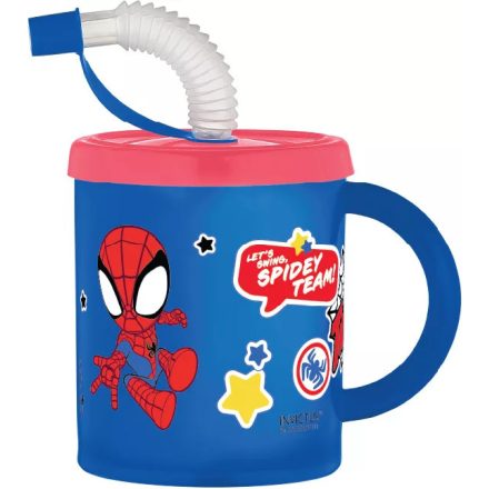 Pókember Spidey szívószálas bögre, műanyag 210 ml