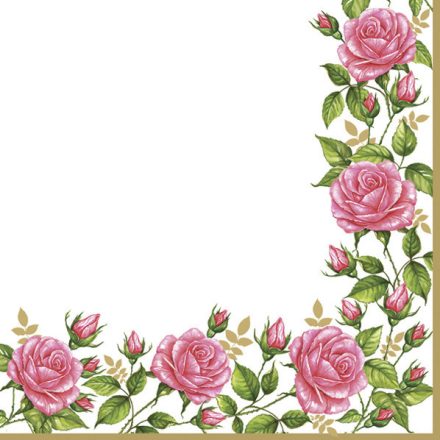 Virág Frame with Garden Roses szalvéta 20 db-os 33x33 cm