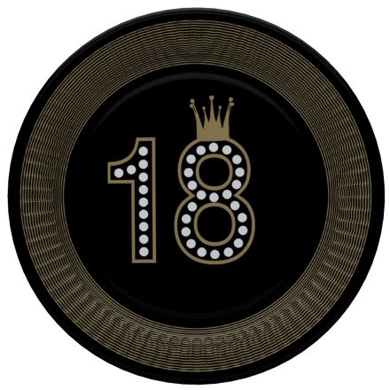 Happy Birthday 18 Hollywood Style papírtányér 8 db-os 18 cm