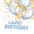 Happy Birthday Gold & Blue Balloons szalvéta 20 db-os 33x33 cm