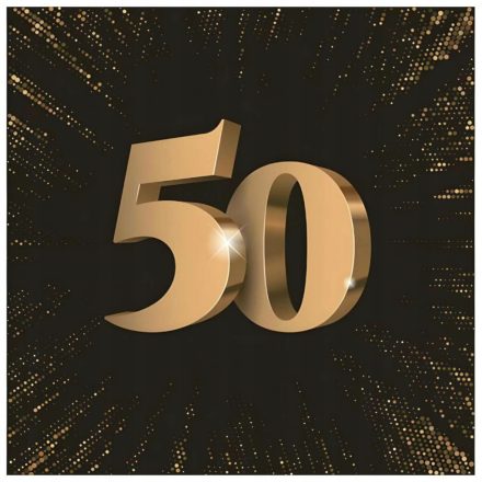 Happy Birthday 50 3D Black szalvéta 20 db-os 33x33 cm