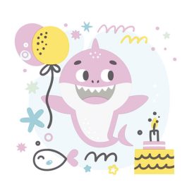 Happy Birthday Pink Shark szalvéta 20 db-os 33x33 cm