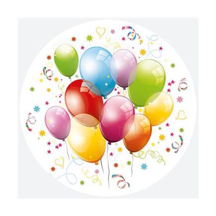 Színes lufis Balloons papírtányér 8 db-os 18 cm