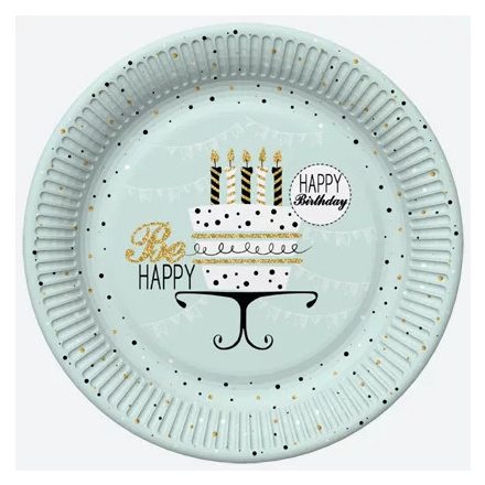 Happy Birthday Mint papírtányér 8 db-os 18 cm