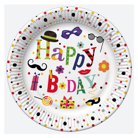 Happy Birthday Funny papírtányér 8 db-os 18 cm