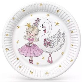 Balett, Balerina With Swan papírtányér 8 db-os 22,7 cm