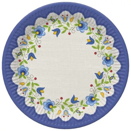 Hímzés Folk papírtányér 8 db-os 22,7 cm