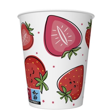 Gyümölcs Strawberries papír pohár 8 db-os 250 ml