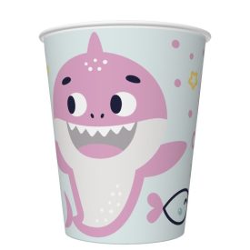Happy Birthday Pink Shark papír pohár 8 db-os 250 ml