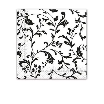 Fekete mintás Arabesque Black szalvéta 20 db-os 33x33 cm FSC