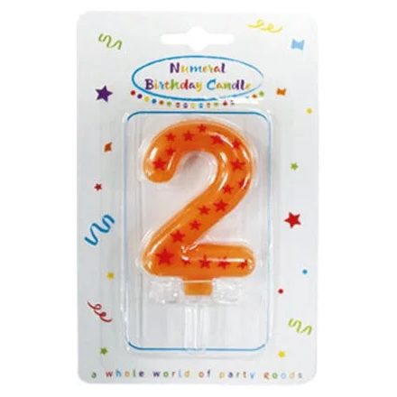 Színes Stars tortagyertya, számgyertya 2-es