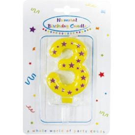 Színes tortagyertya, számgyertya 3-as