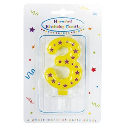 Színes tortagyertya, számgyertya 3-as