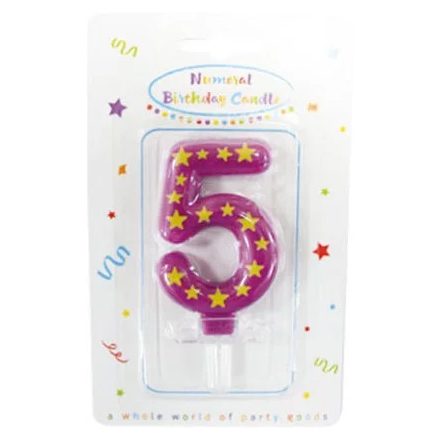 Színes tortagyertya, számgyertya 5-ös