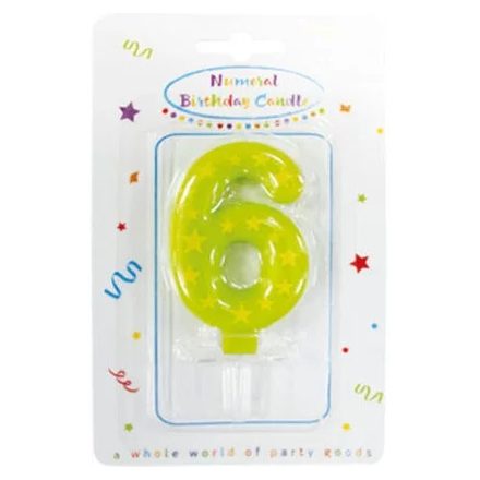 Színes tortagyertya, számgyertya 6-os