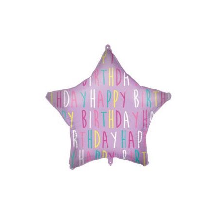 Happy Birthday Purple Star fólia lufi 46 cm