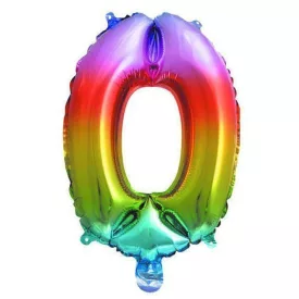 Multicolour Metallic mini 0-ás szám fólia lufi 33 cm