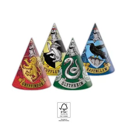 Harry Potter Hogwarts Houses parti kalap, csákó 6 db-os FSC