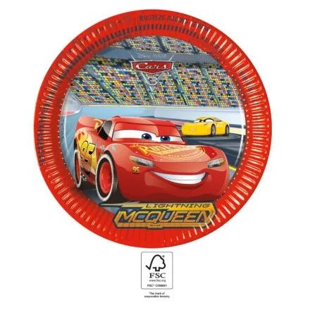 Disney Verdák Arena Race papírtányér 8 db-os 23 cm FSC