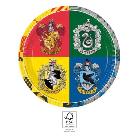 Harry Potter Hogwarts Houses papírtányér 8 db-os 23 cm FSC