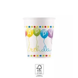 Happy Birthday Streamers papír pohár 8 db-os 200 ml FSC
