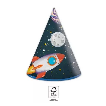 Űr Rocket Space parti kalap, csákó 6 db-os FSC