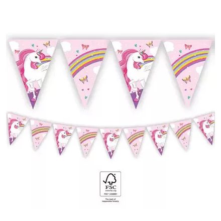 Unikornis Rainbow Colors zászlófüzér FSC 2,3 m
