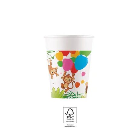 Dzsungel Balloons papír pohár 8 db-os 200 ml FSC