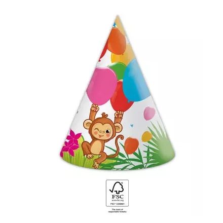 Dzsungel Balloons parti kalap, csákó 6 db-os FSC