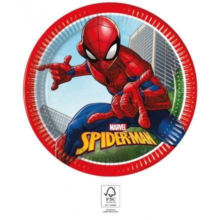 Spiderman Crime Fighter, Pókember papírtányér 8 db-os 23 cm FSC