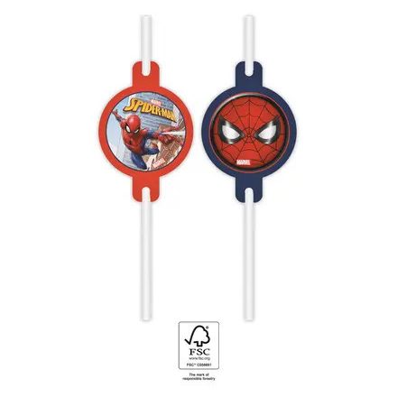 Pókember Crime Fighter papír szívószál, 4 db-os szett FSC