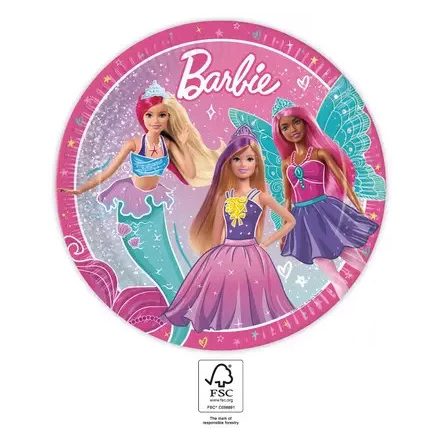 Barbie Fantasy papírtányér 8 db-os 23 cm FSC