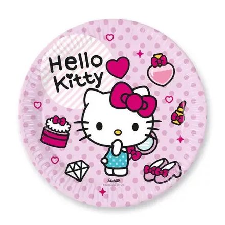 Hello Kitty Fashion papírtányér 8 db-os 23 cm FSC