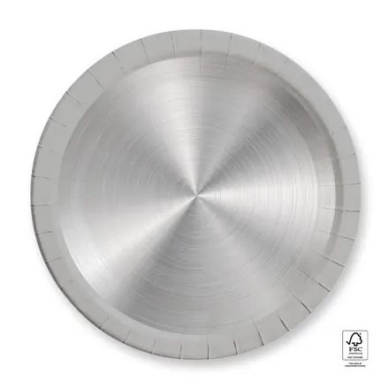 Ezüst Next Generation Silver papírtányér 8 db-os 23 cm FSC