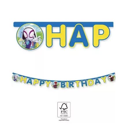 Pókember Spidey Happy Birthday felirat FSC 2 m