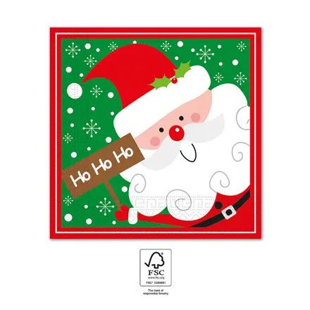 Karácsonyi Santa Claus Ho Ho Ho szalvéta 20 db-os 33x33 cm FSC