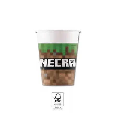 Minecraft Green papír pohár 8 db-os 200 ml FSC