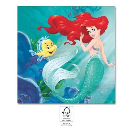 Disney Hercegnők, Ariel szalvéta 20 db-os, 33x33 cm FSC