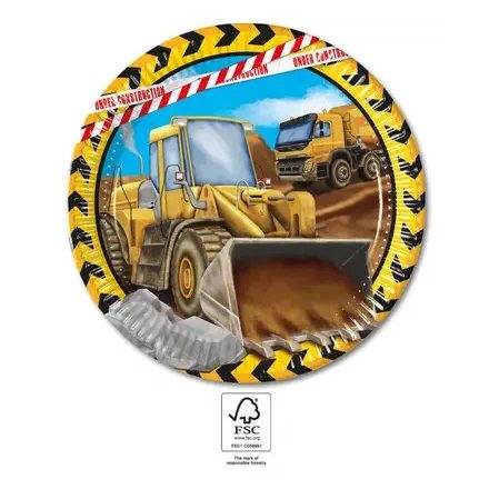 Építkezés Grabber papírtányér 8 db-os 23 cm FSC